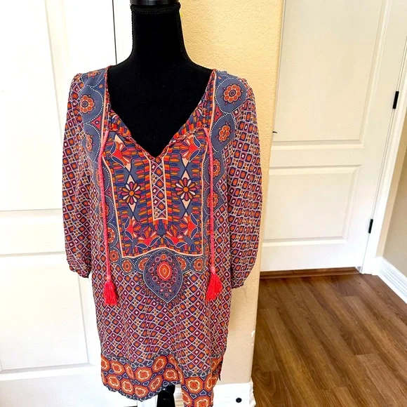 Tolani Womens Size Large Silk Tunic Top - Picture 1 of 5